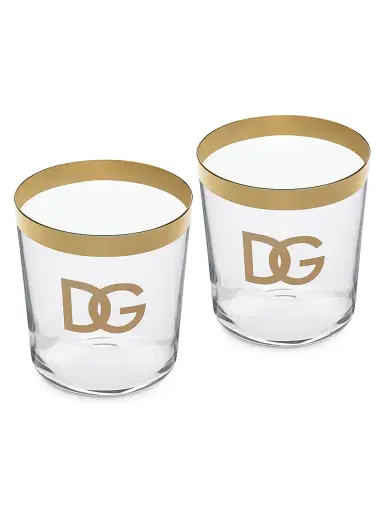 Dolce & Gabbana DG Logo 2-Piece Water Glass Set | Thumbnail 1 Dolce & Gabbana DG Logo 2-Piece Water Glass Set | Thumbnail 1