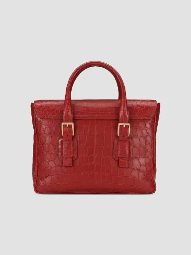 Stefano Ricci Men's Luxury Flap Croc Briefcase - Brown Red | Thumbnail 2 Stefano Ricci Men's Luxury Flap Croc Briefcase - Brown Red | Thumbnail 2