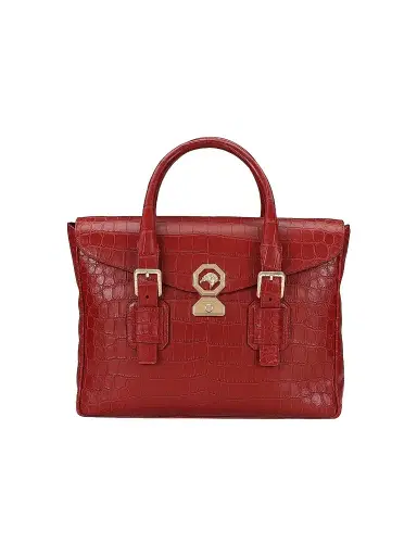Stefano Ricci Men's Luxury Flap Croc Briefcase - Brown Red | Thumbnail 1 Stefano Ricci Men's Luxury Flap Croc Briefcase - Brown Red | Thumbnail 1