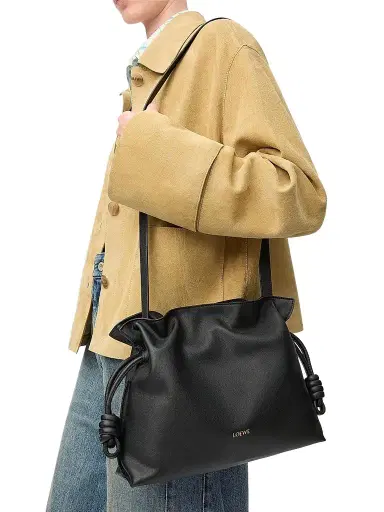 LOEWE Women's Flamenco Medium Leather Clutch - Black | Thumbnail 1 LOEWE Women's Flamenco Medium Leather Clutch - Black | Thumbnail 1