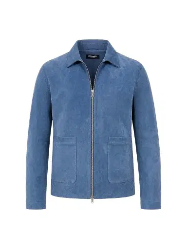 Maceoo Men's Suede Jacket - Blue | Thumbnail 1 Maceoo Men's Suede Jacket - Blue | Thumbnail 1