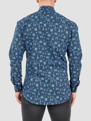 Maceoo Men's Fibonacci Paris Tour Shirt - Blue | Thumbnail 5 Maceoo Men's Fibonacci Paris Tour Shirt - Blue | Thumbnail 5