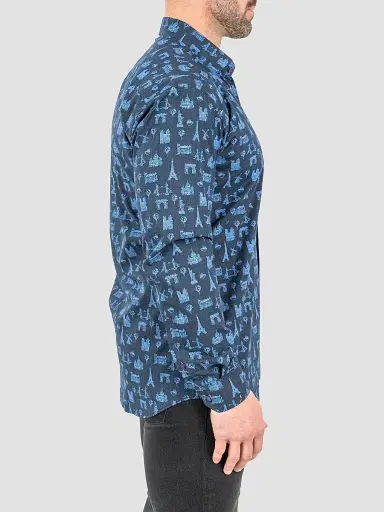 Maceoo Men's Fibonacci Paris Tour Shirt - Blue | Thumbnail 6 Maceoo Men's Fibonacci Paris Tour Shirt - Blue | Thumbnail 6