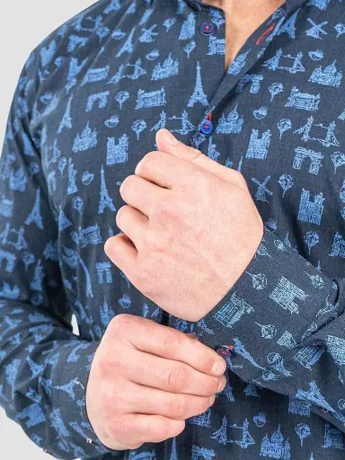 Maceoo Men's Fibonacci Paris Tour Shirt - Blue | Thumbnail 7 Maceoo Men's Fibonacci Paris Tour Shirt - Blue | Thumbnail 7