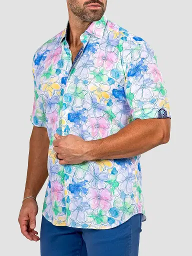 Maceoo Men's Galileo Short Sleeve Shirt - White Multi - Size XXXXL | Thumbnail 6 Maceoo Men's Galileo Short Sleeve Shirt - White Multi - Size XXXXL | Thumbnail 6