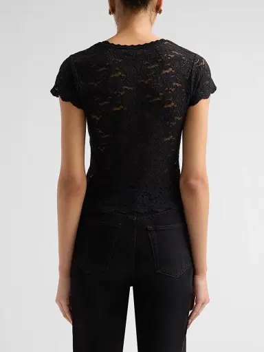 LoveShackFancy Women's Lucas Floral Lace T-Shirt - Black | Thumbnail 3 LoveShackFancy Women's Lucas Floral Lace T-Shirt - Black | Thumbnail 3