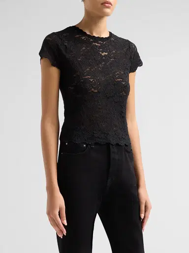 LoveShackFancy Women's Lucas Floral Lace T-Shirt - Black | Thumbnail 4 LoveShackFancy Women's Lucas Floral Lace T-Shirt - Black | Thumbnail 4
