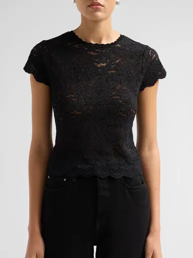 LoveShackFancy Women's Lucas Floral Lace T-Shirt - Black | Thumbnail 5 LoveShackFancy Women's Lucas Floral Lace T-Shirt - Black | Thumbnail 5