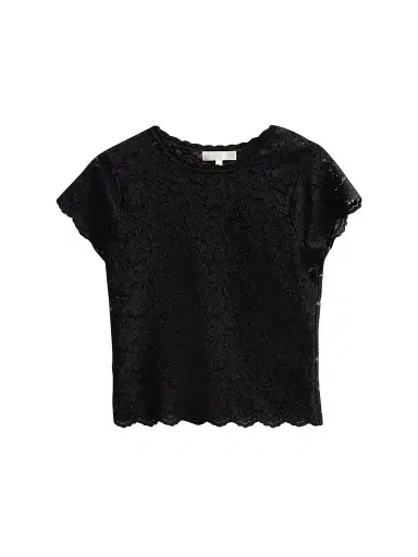 LoveShackFancy Women's Lucas Floral Lace T-Shirt - Black | Thumbnail 1 LoveShackFancy Women's Lucas Floral Lace T-Shirt - Black | Thumbnail 1