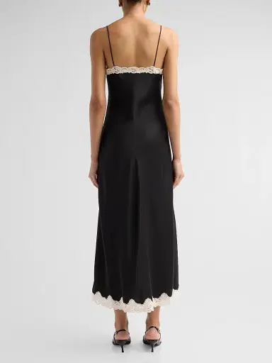 LoveShackFancy Women's Lomira Lace-Trim Crepe Midi Dress - Black | Thumbnail 3 LoveShackFancy Women's Lomira Lace-Trim Crepe Midi Dress - Black | Thumbnail 3