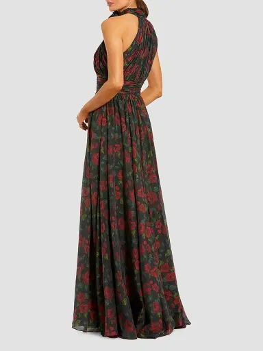 Mac Duggal Women's Floral Chiffon High Neck Gown | Thumbnail 2 Mac Duggal Women's Floral Chiffon High Neck Gown | Thumbnail 2