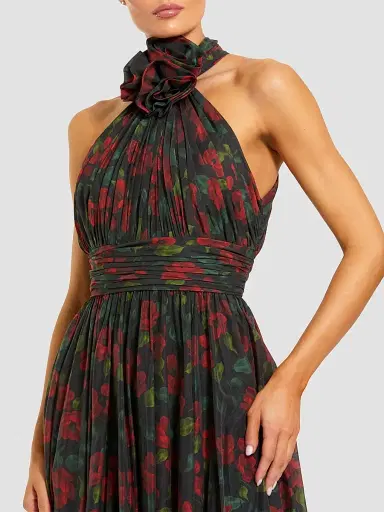 Mac Duggal Women's Floral Chiffon High Neck Gown - Black Multi - Size 14 | Thumbnail 3 Mac Duggal Women's Floral Chiffon High Neck Gown - Black Multi - Size 14 | Thumbnail 3