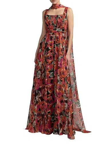Mac Duggal Women's Floral Chiffon A-Line Gown | Thumbnail 1 Mac Duggal Women's Floral Chiffon A-Line Gown | Thumbnail 1