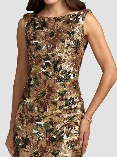 Mac Duggal Women's Sequin Cowl Back Gown - Chocolate Multi | Thumbnail 3 Mac Duggal Women's Sequin Cowl Back Gown - Chocolate Multi | Thumbnail 3