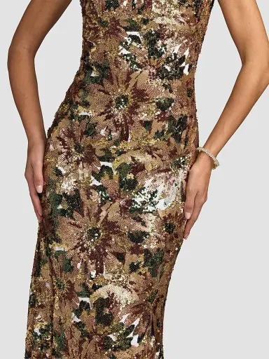 Mac Duggal Women's Sequin Cowl Back Gown - Chocolate Multi | Thumbnail 4 Mac Duggal Women's Sequin Cowl Back Gown - Chocolate Multi | Thumbnail 4