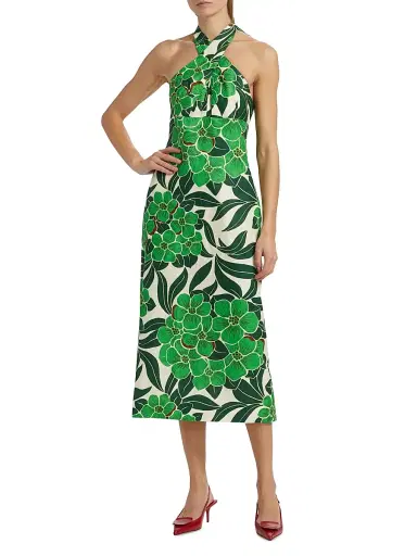 Cara Cara Women's Perla Tropical Halter Midi-Dress - Palm Beach Green - Size 6 | Thumbnail 3 Cara Cara Women's Perla Tropical Halter Midi-Dress - Palm Beach Green - Size 6 | Thumbnail 3