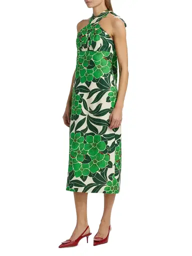 Cara Cara Women's Perla Tropical Halter Midi-Dress - Palm Beach Green - Size 6 | Thumbnail 4 Cara Cara Women's Perla Tropical Halter Midi-Dress - Palm Beach Green - Size 6 | Thumbnail 4