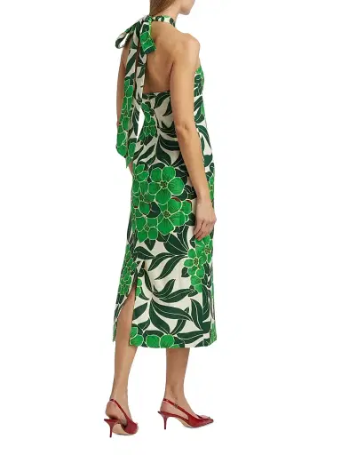 Cara Cara Women's Perla Tropical Halter Midi-Dress - Palm Beach Green - Size 6 | Thumbnail 5 Cara Cara Women's Perla Tropical Halter Midi-Dress - Palm Beach Green - Size 6 | Thumbnail 5