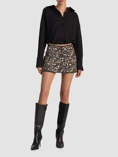 Alice + Olivia Women's Rubi Embellished Micro Mini Skirt - Black Multi | Thumbnail 2 Alice + Olivia Women's Rubi Embellished Micro Mini Skirt - Black Multi | Thumbnail 2