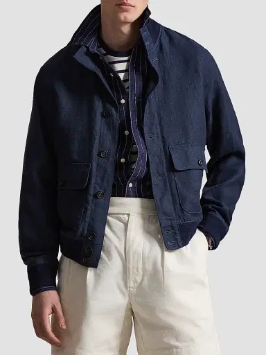 Polo Ralph Lauren Men's Herringbone Linen Jacket - Refined Navy | Thumbnail 4 Polo Ralph Lauren Men's Herringbone Linen Jacket - Refined Navy | Thumbnail 4