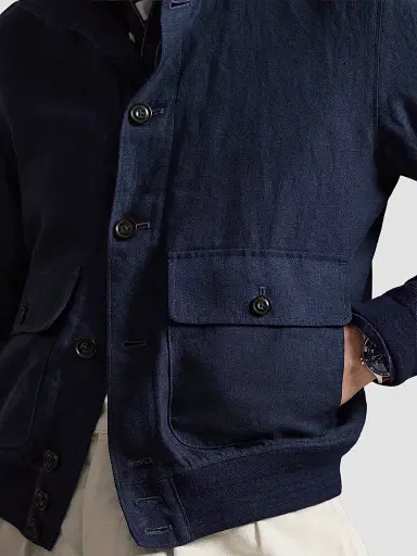 Polo Ralph Lauren Men's Herringbone Linen Jacket - Refined Navy | Thumbnail 5 Polo Ralph Lauren Men's Herringbone Linen Jacket - Refined Navy | Thumbnail 5