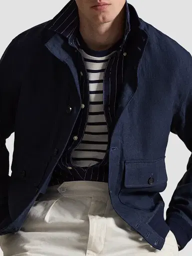 Polo Ralph Lauren Men's Herringbone Linen Jacket - Refined Navy | Thumbnail 6 Polo Ralph Lauren Men's Herringbone Linen Jacket - Refined Navy | Thumbnail 6