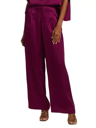 Lapointe Women's Relaxed Pleated Satin Pants - Berry - Size 14 | Thumbnail 3 Lapointe Women's Relaxed Pleated Satin Pants - Berry - Size 14 | Thumbnail 3