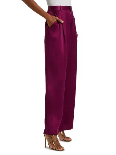 Lapointe Women's Relaxed Pleated Satin Pants - Berry - Size 14 | Thumbnail 4 Lapointe Women's Relaxed Pleated Satin Pants - Berry - Size 14 | Thumbnail 4
