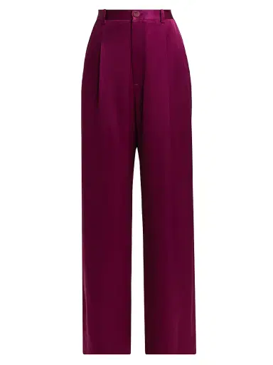 Lapointe Women's Relaxed Pleated Satin Pants - Berry - Size 14 | Thumbnail 1 Lapointe Women's Relaxed Pleated Satin Pants - Berry - Size 14 | Thumbnail 1