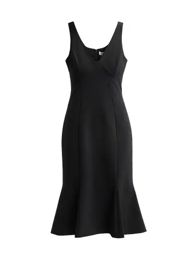 PRABAL GURUNG Women's V-Neck Sleeveless Flounce Midi Dress - Black - Size 12 | Thumbnail 1 PRABAL GURUNG Women's V-Neck Sleeveless Flounce Midi Dress - Black - Size 12 | Thumbnail 1