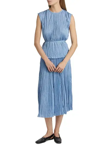 Proenza Schouler White Label Women's Lyra Pleated Jersey Sleeveless Top - Pool | Thumbnail 2 Proenza Schouler White Label Women's Lyra Pleated Jersey Sleeveless Top - Pool | Thumbnail 2