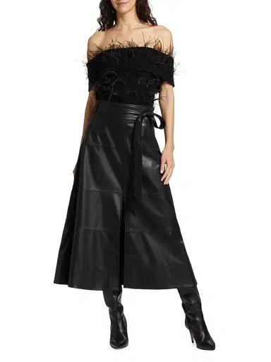 Tanya Taylor Women's Hudson Tie-Waist Midi-Skirt - Black | Thumbnail 2 Tanya Taylor Women's Hudson Tie-Waist Midi-Skirt - Black | Thumbnail 2