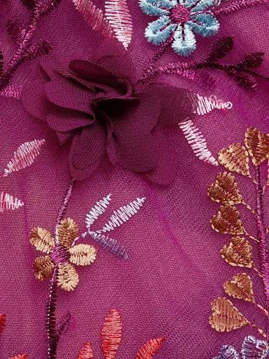 Bronx and Banco Women's Saba Floral-Embroidered Maxi Dress - Burgundy | Thumbnail 7 Bronx and Banco Women's Saba Floral-Embroidered Maxi Dress - Burgundy | Thumbnail 7