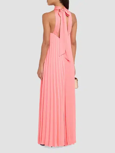 Ungaro Women's Beverly Pleated Halter Maxi Dress - Bright Coral | Thumbnail 3 Ungaro Women's Beverly Pleated Halter Maxi Dress - Bright Coral | Thumbnail 3