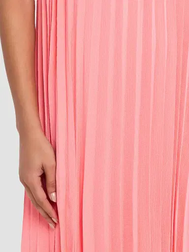 Ungaro Women's Beverly Pleated Halter Maxi Dress - Bright Coral | Thumbnail 5 Ungaro Women's Beverly Pleated Halter Maxi Dress - Bright Coral | Thumbnail 5