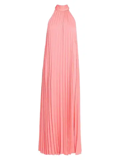 Ungaro Women's Beverly Pleated Halter Maxi Dress - Bright Coral | Thumbnail 1 Ungaro Women's Beverly Pleated Halter Maxi Dress - Bright Coral | Thumbnail 1