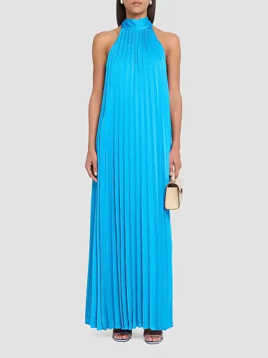 Ungaro Women's Beverly Pleated Halter Maxi Dress - Azure | Thumbnail 2 Ungaro Women's Beverly Pleated Halter Maxi Dress - Azure | Thumbnail 2
