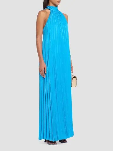 Ungaro Women's Beverly Pleated Halter Maxi Dress - Azure | Thumbnail 4 Ungaro Women's Beverly Pleated Halter Maxi Dress - Azure | Thumbnail 4