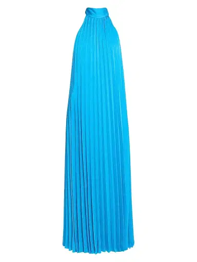 Ungaro Women's Beverly Pleated Halter Maxi Dress - Azure | Thumbnail 1 Ungaro Women's Beverly Pleated Halter Maxi Dress - Azure | Thumbnail 1