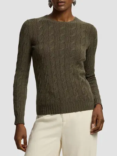 Ralph Lauren Collection Women's Cable-Knit Cashmere Crewneck Sweater | Thumbnail 2 Ralph Lauren Collection Women's Cable-Knit Cashmere Crewneck Sweater | Thumbnail 2