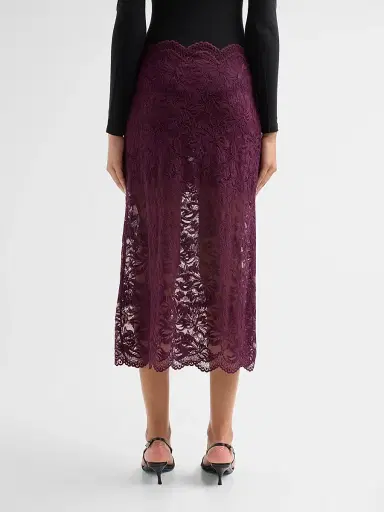 Rabanne Women's Scalloped Lace Midi Skirt - Magenta Purple | Thumbnail 3 Rabanne Women's Scalloped Lace Midi Skirt - Magenta Purple | Thumbnail 3