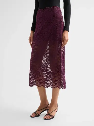 Rabanne Women's Scalloped Lace Midi Skirt - Magenta Purple | Thumbnail 4 Rabanne Women's Scalloped Lace Midi Skirt - Magenta Purple | Thumbnail 4