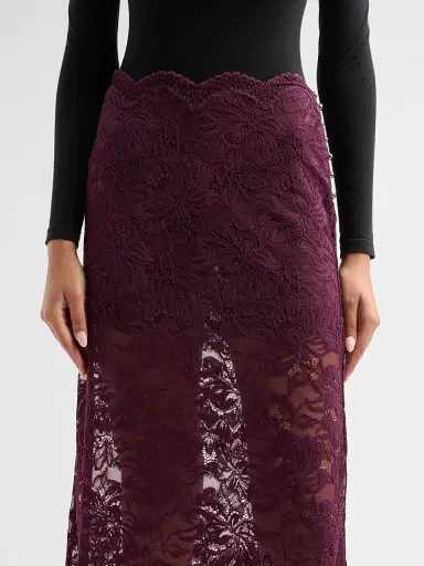 Rabanne Women's Scalloped Lace Midi Skirt - Magenta Purple | Thumbnail 5 Rabanne Women's Scalloped Lace Midi Skirt - Magenta Purple | Thumbnail 5