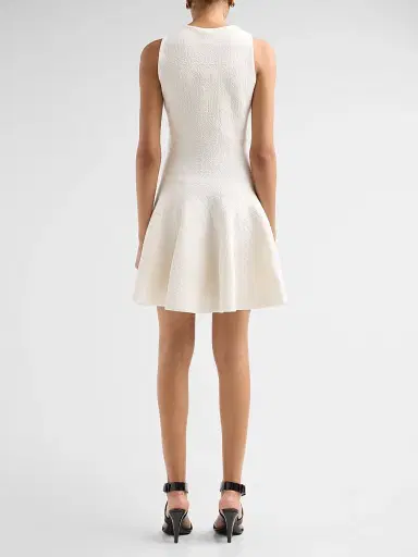 ALAIA Women's Crossed Compact Knit Mini Dress - Blanc Naturel | Thumbnail 3 ALAIA Women's Crossed Compact Knit Mini Dress - Blanc Naturel | Thumbnail 3