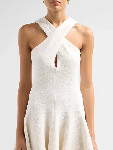 ALAIA Women's Crossed Compact Knit Mini Dress - Blanc Naturel | Thumbnail 5 ALAIA Women's Crossed Compact Knit Mini Dress - Blanc Naturel | Thumbnail 5
