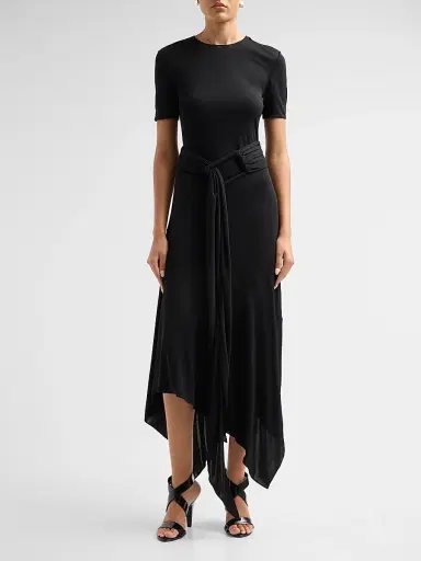 ALAIA Women's Fluid Jersey Belted Maxi Dress - Noir Alaia | Thumbnail 2 ALAIA Women's Fluid Jersey Belted Maxi Dress - Noir Alaia | Thumbnail 2