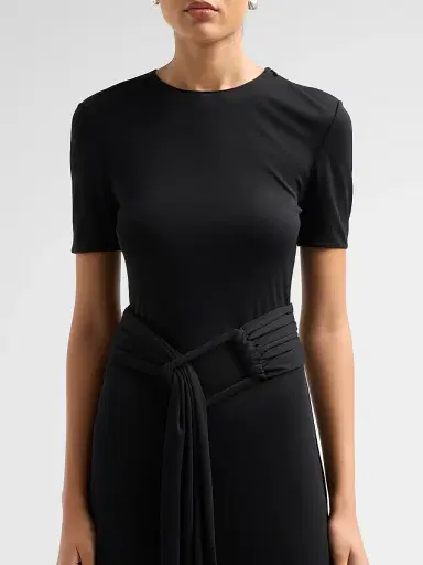 ALAIA Women's Fluid Jersey Belted Maxi Dress - Noir Alaia | Thumbnail 5 ALAIA Women's Fluid Jersey Belted Maxi Dress - Noir Alaia | Thumbnail 5