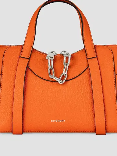 Givenchy Women's The Snatch Top Handle Bag in Grained Leather - Orange | Thumbnail 5 Givenchy Women's The Snatch Top Handle Bag in Grained Leather - Orange | Thumbnail 5