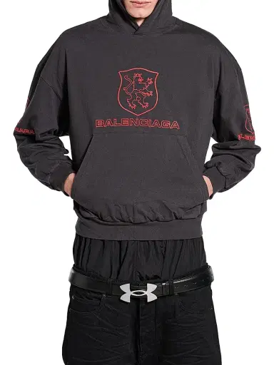 Balenciaga Men's Lion Club Lined Hoodie Regular Fit - Black Red | Thumbnail 6 Balenciaga Men's Lion Club Lined Hoodie Regular Fit - Black Red | Thumbnail 6