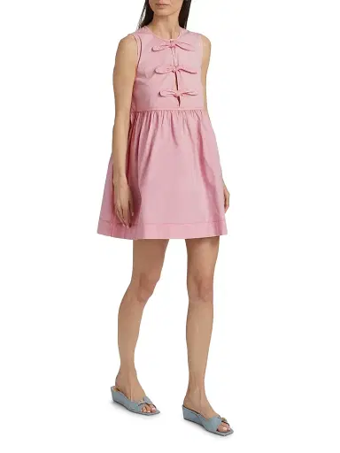Ganni Women's Bow Stretch-Cotton Sleeveless Minidress | Thumbnail 2 Ganni Women's Bow Stretch-Cotton Sleeveless Minidress | Thumbnail 2
